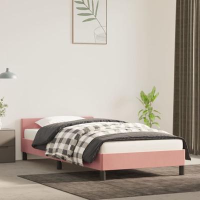 Bedframe met hoofdeinde fluweel roze 100x200 cm