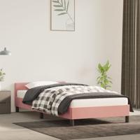 Bedframe met hoofdeinde fluweel roze 100x200 cm