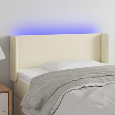 Hoofdbord LED 83x16x78/88 cm kunstleer crèmekleurig