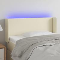 Hoofdbord LED 83x16x78/88 cm kunstleer crèmekleurig