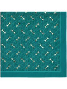 Gucci foulard en soie à imprimé GG - Bleu