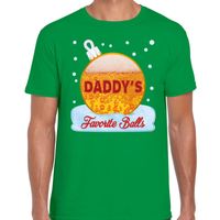 Fout kerst shirt Daddy his favorite balls bier groen voor heren - thumbnail