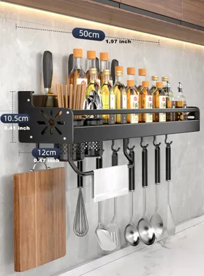 Metalen Keukenwandplank - Zelfklevend & Schroefbaar | Antislip Golfpatroon | Inclusief Montageaccessoires