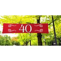 40 jaar jubileum banner - 180 x 40 cm - rood - spandoek - decoratie