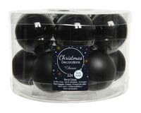 Kerstballen glas d5 cm zwart 12st kerst - Decoris