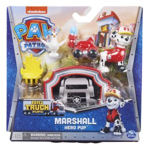 PAW Patrol Big Truck Pups - Marshall-actiefiguur met reddingsdrone met klikbevestiging commandocentrumplatform en dierenvriendje