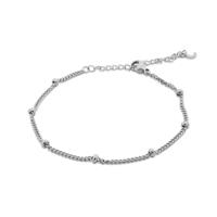 Platte schakelarmband met bolletjes - Stainless steel - Zilver