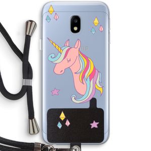 Roze eenhoorn: Samsung Galaxy J3 (2017) Transparant Hoesje met koord