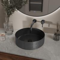 Wiesbaden Mondri Waskom Rond - 36x36x12cm - Mat Zwart/Gunmetal Wiesbaden Mondri Waskom Rond - 36x36x12cm - Mat Zwart/Gunmetal