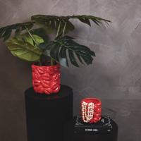 Pot - Kussen - Keramiek - Rood - 17,5x17,5x17,5cm