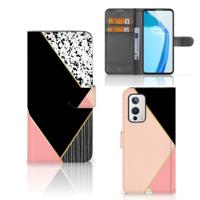 OnePlus 9 | Book Case | Zwart Roze Vormen OnePlus 9 | Book Case | Zwart Roze Vormen