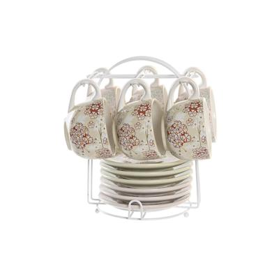 Set van koffiekopjes DKD Home Decor Groen Beige Metaal Dolomite 180 ml