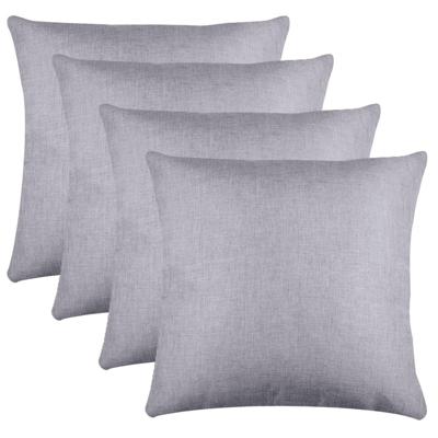 Stof Textile sierkussen Bea - 4x - lichtgrijs - 50 x 50 cm - bank kussens - polyester