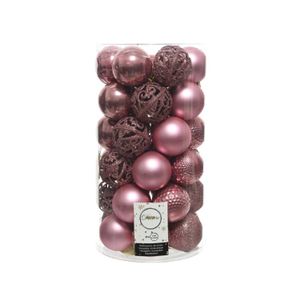 Kerstballen Mix 37 st. - Velours Roze