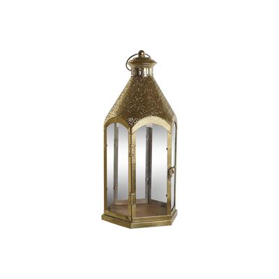 Kaarshouder Home ESPRIT Gouden Metaal Kristal 23 x 23 x 48 cm