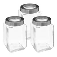 5Five voedsel voorraadpot MIRO met draaideksel - 3x - glas - 1.6L - 11 x 19 cm - weckpot
