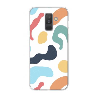 Memphis Shapes Blue: Samsung Galaxy A6 Plus (2018) Transparant Hoesje