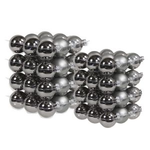 72x stuks glazen kerstballen titanium grijs 4 en 6 cm mat/glans