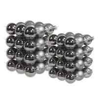 72x stuks glazen kerstballen titanium grijs 4 en 6 cm mat/glans - thumbnail