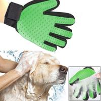 Linkerhand vijf vinger Deshedding borstel handschoen huisdier zachte efficiënte massage verzorging (groen)