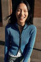 Cardigan met dubbele rits - BLUE - XL