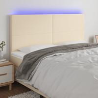 Hoofdbord LED 200x5x118/128 cm stof crèmekleurig