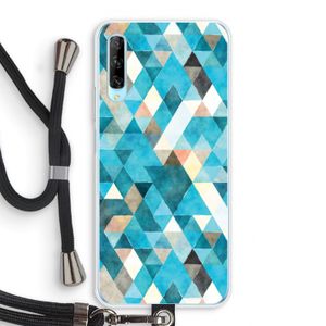 Gekleurde driehoekjes blauw: Huawei P Smart Pro Transparant Hoesje met koord
