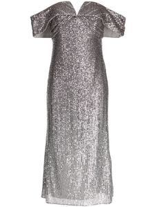 Badgley Mischka robe longue brodée de sequins - Argent