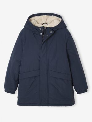 Parka met capuchon en sherpavoering voor jongens zwart
