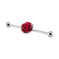 Industrial Barbell met Rose design Chirurgisch staal 316L Barbells