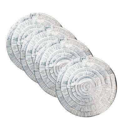 Krist+ Placemat - Set van 4x stuks - metallic zilver - rond - D38 cm - kunststof - Voor o.a. Kerstmi
