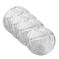 Krist+ Placemat - Set van 4x stuks - metallic zilver - rond - D38 cm - kunststof - Voor o.a. Kerstmi