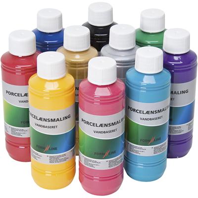 Creativ Company Glas- en porseleinverf, diverse kleuren, 10x250 ml/ 1 doos
