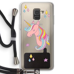 Roze eenhoorn: Samsung Galaxy A8 (2018) Transparant Hoesje met koord