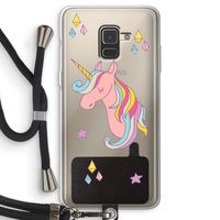 Roze eenhoorn: Samsung Galaxy A8 (2018) Transparant Hoesje met koord