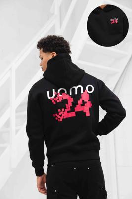24 Uomo Pixelated Hoodie Heren Zwart - Maat S - Kleur: Zwart | Soccerfanshop