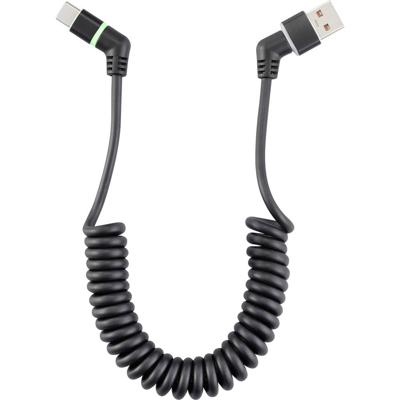Renkforce USB-kabel USB 2.0 USB-A stekker, USB-C stekker 1.50 m Zwart Connectoren 360° draaibaar, Spiraalkabel RF-6713690