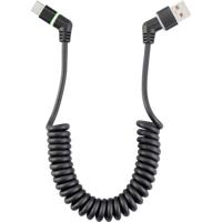 Renkforce USB-kabel USB 2.0 USB-A stekker, USB-C stekker 1.50 m Zwart Connectoren 360° draaibaar, Spiraalkabel RF-6713690