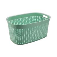 Rotan line wasmand - mintgroen - inhoud 44 liter - kunststof - 58 x 39 x 27 cm - met handvatten - thumbnail