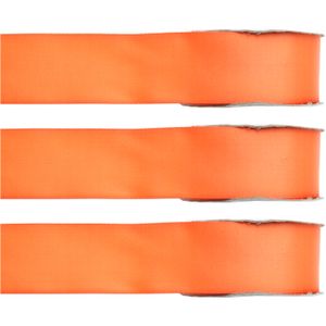 3x Hobby/decoratie oranje satijnen sierlinten 1,5 cm/15 mm x 25 meter