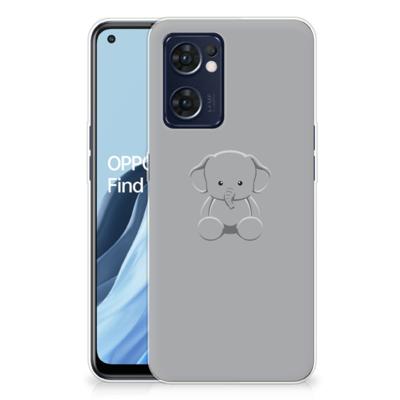 OPPO Reno 7 5G | Find X5 Lite Telefoonhoesje met Naam Grijs Baby Olifant OPPO Reno 7 5G | Find X5 Lite Telefoonhoesje met Naam Grijs Baby Olifant