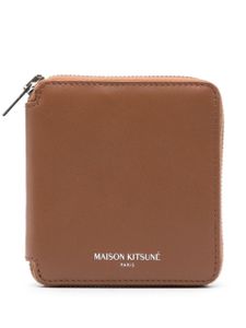 Maison Kitsuné portefeuille en cuir à logo imprimé - Marron