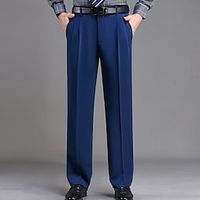 Voor heren Pakken Broek Chinese Geplooide broek Zak Recht been Effen Ademend Zacht Bruiloft Kantoor liiketoiminta Chique en modern Klassiek Grijs Groen Zwart Hoge taille Micro-elastisch Lightinthebox