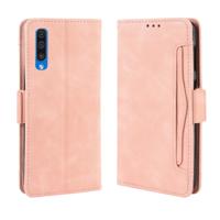 Portemonnee stijl huid voelen kalf patroon lederen draagtas voor Galaxy A50/A50s met aparte kaartsleuf (roze)