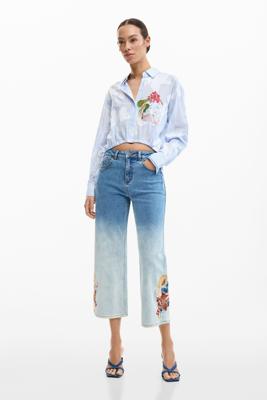 Geborduurde culotte jeans - BLUE - 44