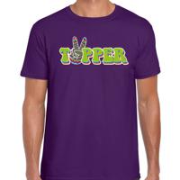 Toppers - Jaren 60 Flower Power Topper verkleed shirt paars met psychedelische peace teken heren 2XL  -
