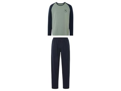 LIVERGY Heren pyjama (Groen/donkerblauw, S)