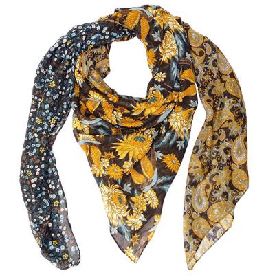Sarlini Vierkante Sjaal Flower Multi Black