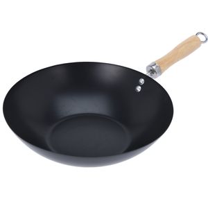 Excellent Houseware Wok/hapjes/bak pan met antiaanbaklaag - staal - D30 cm   -