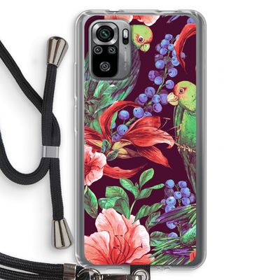 Papegaaien: Xiaomi Redmi Note 10S Transparant Hoesje met koord